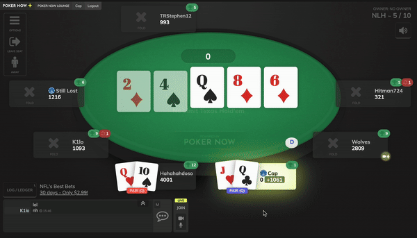 Sending Poker Now table gesture